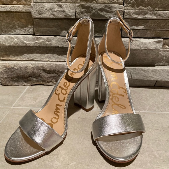 sam edelman silver block heel